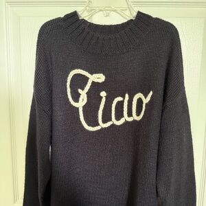 Medium Wildfox Ciao Bella Embroidered Black Sweater